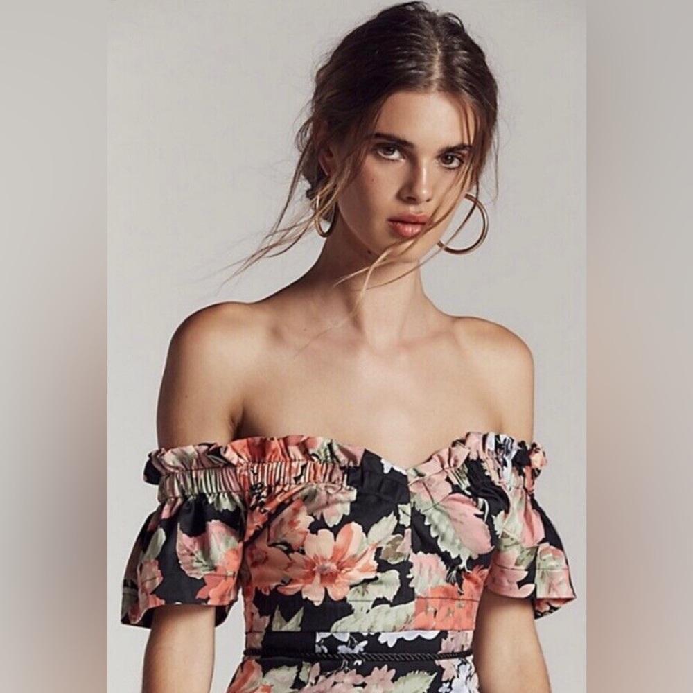 ALICE MCCALL ‘LOVE THING TOP’ FLORAL OFF THE SHOULDER CROP